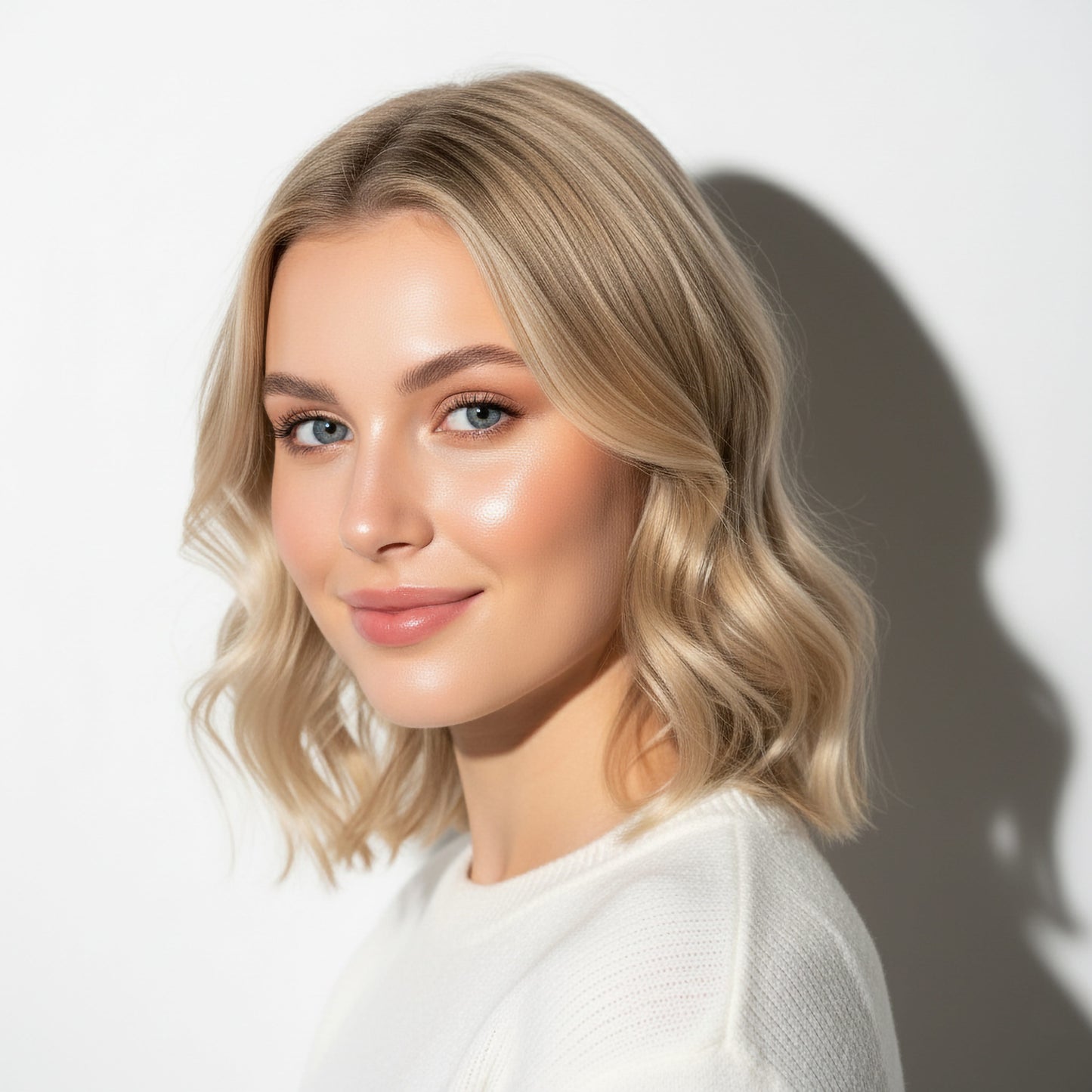 Blonde woman with great skin