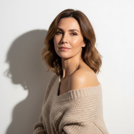 Photo of a middle-aged woman with great skin