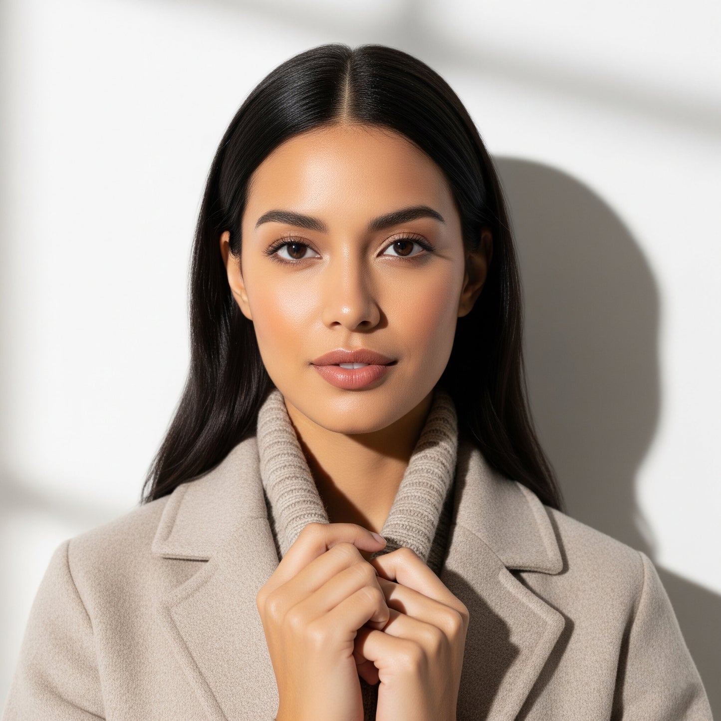 Photo of a fashionable woman with dark hair